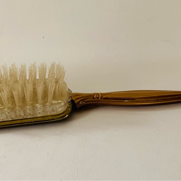 VINTAGE GOLD PLATED Hair Brush Floral Design Vanity Decor - Picture 2 of 9